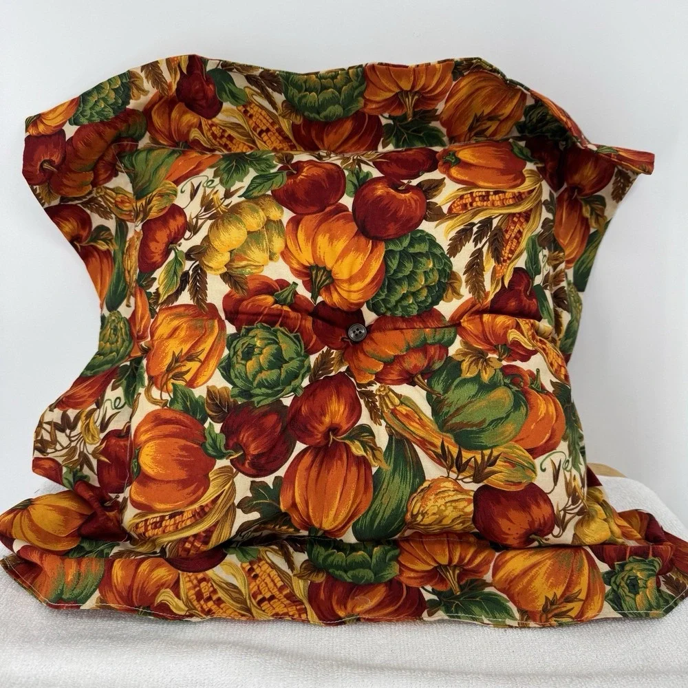 Vtg Thanksgiving Harvest Fall Cottagecore 15x15‎ Pillows Set Of 2 Custom Made